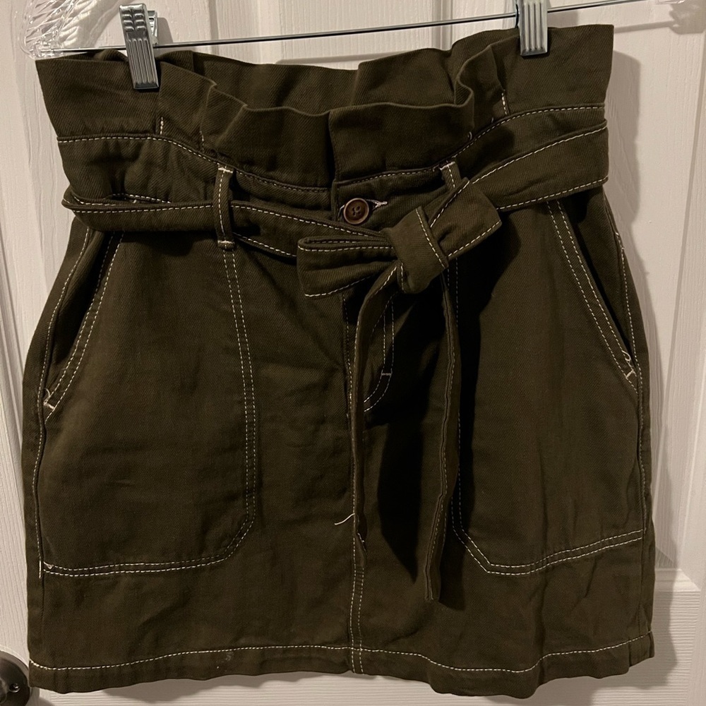 Free People Moss Green Cargo Mini Skirt Utility Army Green Womens Size Small